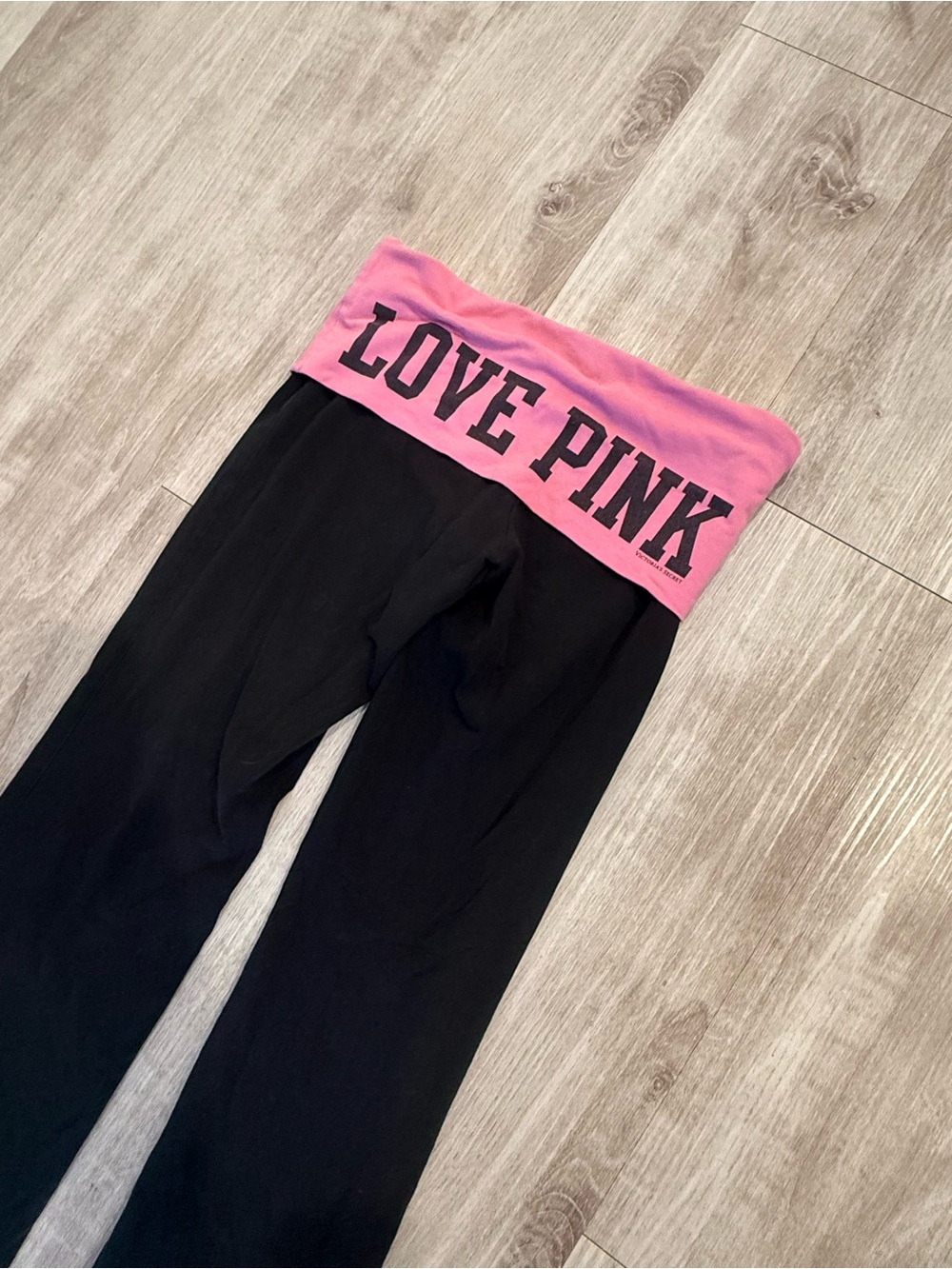 Victoria's Secret PINK Y2K Fold Over Black Flare Leggings